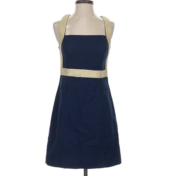 Lilly Pulitzer Chic Navy Dress with Gold Details - Picture 1 of 16